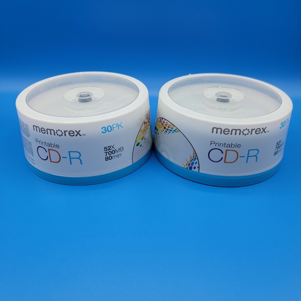 Lot Of 2 (30) PK Memorex Printable CD-R 52X 700MB 80Min Disc Recordable New